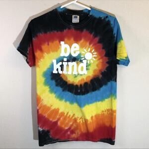 Colortone Size Small Be Kind Cotton Tie Dye Graphic Shirt Groovy Fun Psychedelic